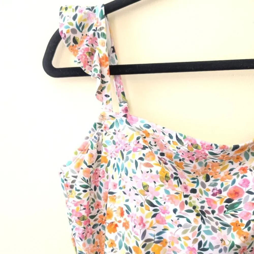 Kona Sol Women’s Ditzy Floral Ruffle One Piece Swimsuit Size Large